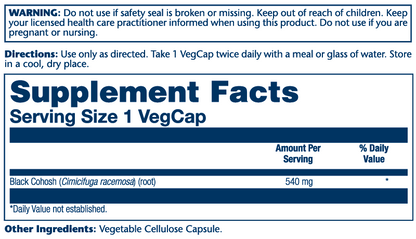 Solaray Black Cohosh Root 540mg 100 Caps