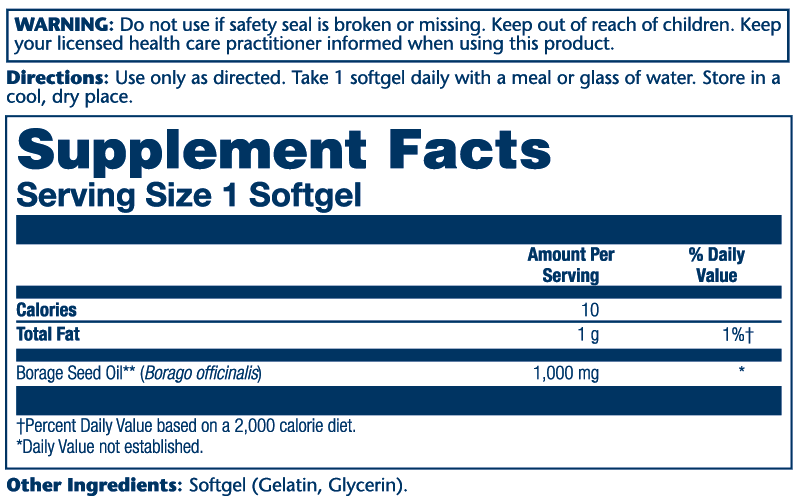 Solaray Borage Seed Oil Gla 1000mg 50 Softgels