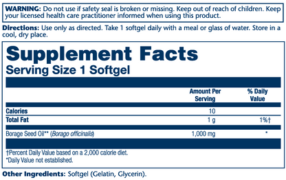 Solaray Borage Seed Oil Gla 1000mg 50 Softgels