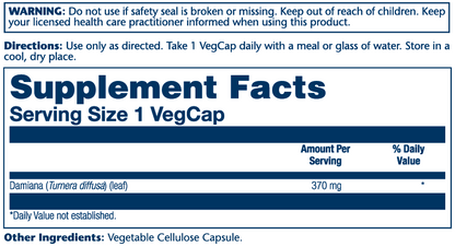 Solaray Damiana Leaf 370mg 100 Caps
