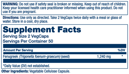 Solaray Fenugreek Seed 1240mg 100 Caps