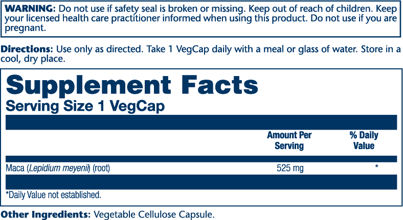 Solaray Maca Root 525mg 100 Caps