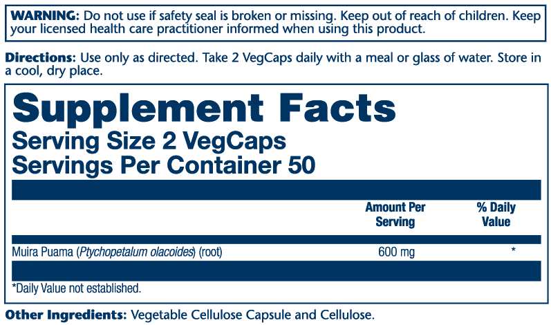 Solaray Muira Puama 600mg 100 Caps