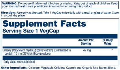 Solaray Bilberry Extract 42mg 60 Caps