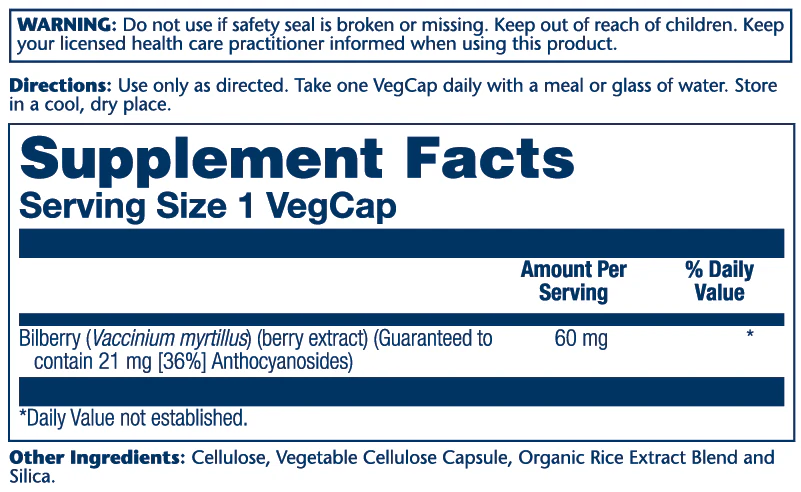 Solaray Bilberry Extract 60mg 60 Caps
