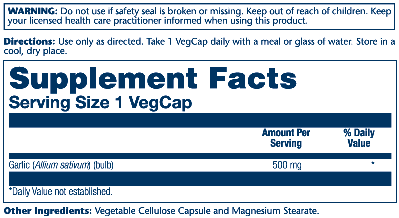 Solaray Garlic Bulb Extract, Odor-Free 500mg 60 Caps