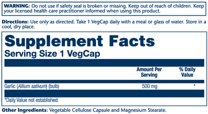 Solaray Garlic Bulb Extract, Odor-Free 500mg 60 Caps
