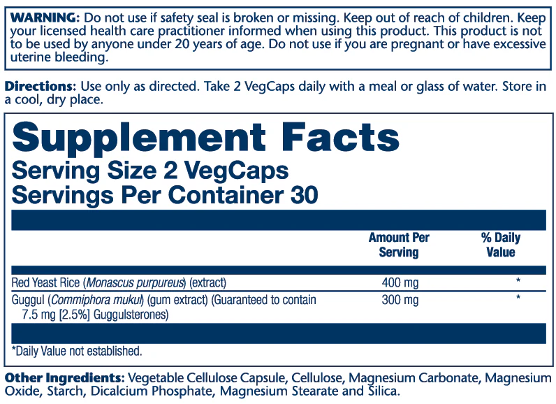Solaray Guggul Ext & Red Yeast Rice 60 Caps