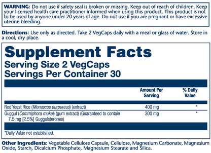 Solaray Guggul Ext & Red Yeast Rice 60 Caps
