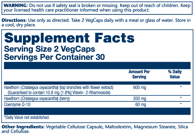 Solaray Hawthorn Berry Ext & Co Q-10 60 Caps