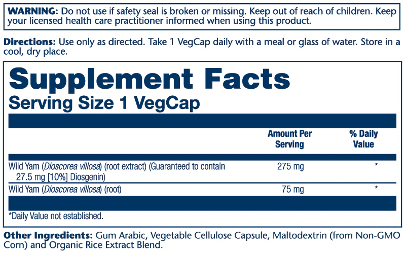Solaray Wild Yam Root Extract 275mg 60 Caps