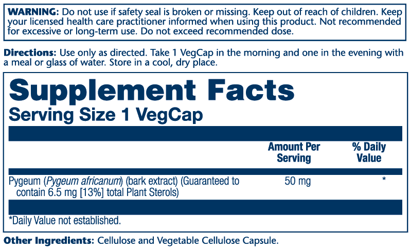Solaray Pygeum Bark Extract 50mg 60 Caps