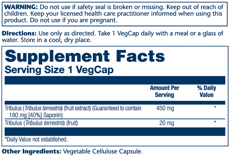 Solaray Tribulus Fruit Extract 450mg 60 Caps
