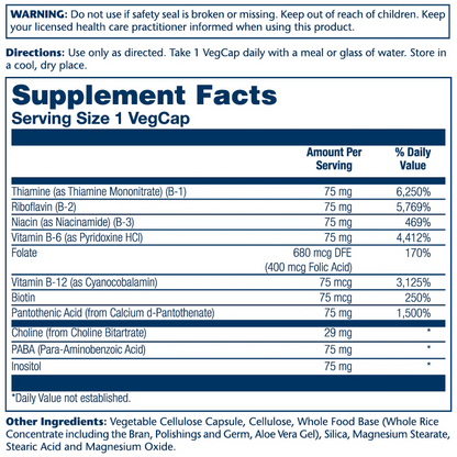 Solaray Vitamin B-Complex 75, Timed-Release 100 Caps