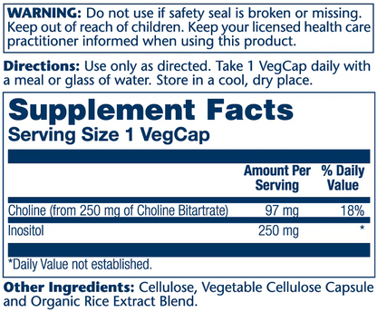 Solaray Choline & Inositol 250mg 100 Caps