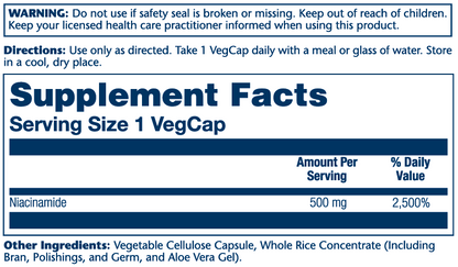 Solaray Niacinamide 500mg 100 Caps