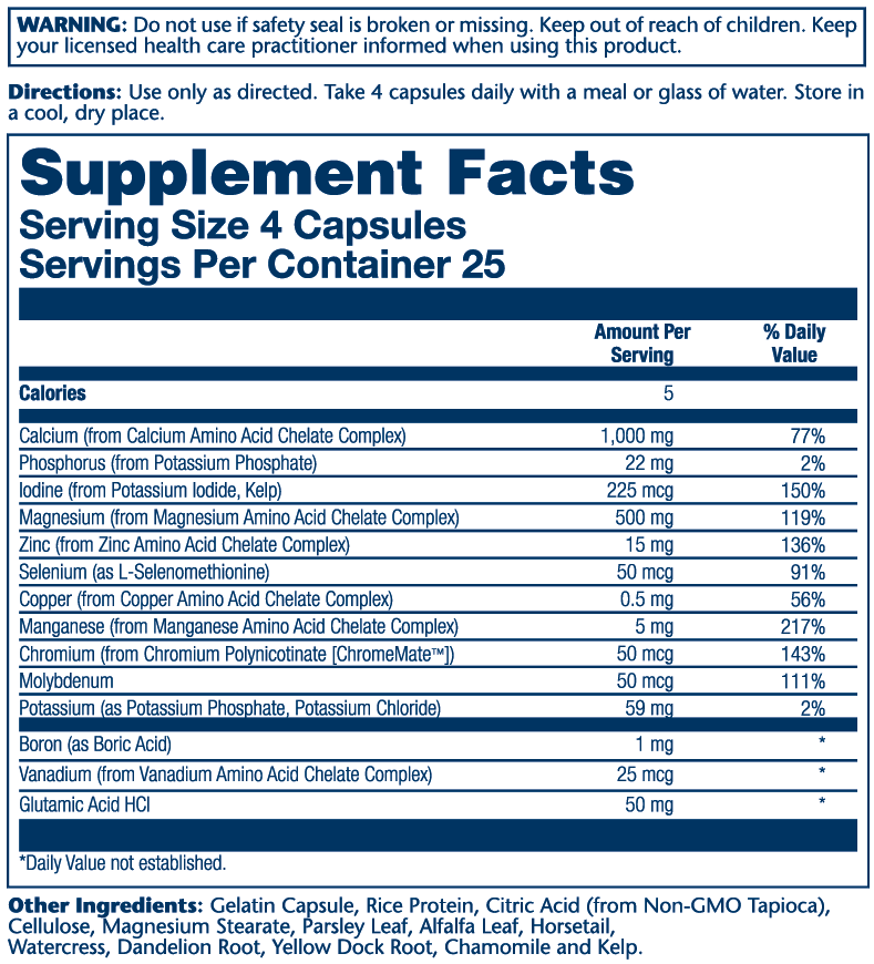 Solaray Mega Multi Mineral, Iron-Free 100 Caps