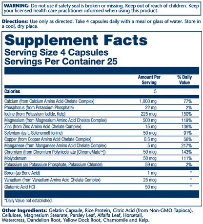 Solaray Mega Multi Mineral, Iron-Free 100 Caps