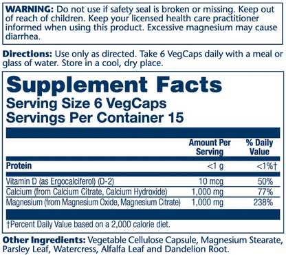 Solaray Calcium & Magnesium Citrate with Vitamin D-2, 1:1 90 Caps