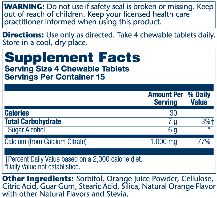 Solaray Calcium Citrate Chewables - Orange 1000mg 60 Tabs