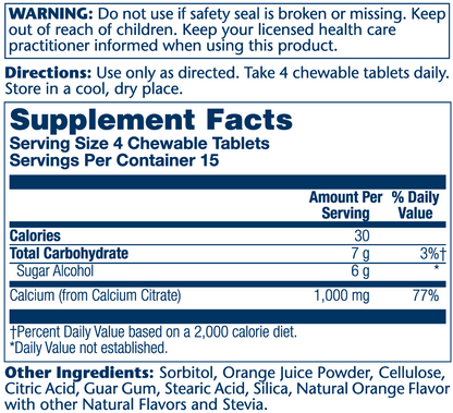 Solaray Calcium Citrate Chewables - Orange 1000mg 60 Tabs