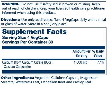 Solaray Calcium Citrate 1000mg 120 Caps