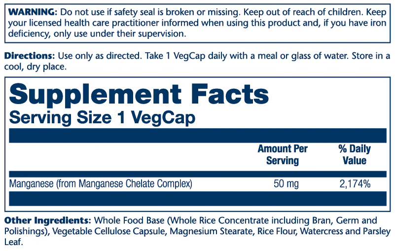 Solaray Manganese 50mg 100 Caps