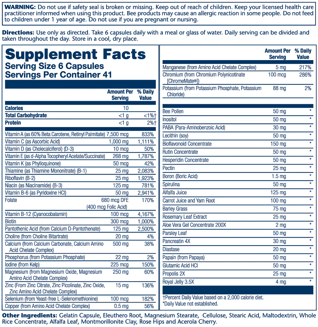 Solaray Spectro Multivitamin, Iron-Free 250 Caps