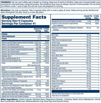 Solaray Spectro Multivitamin, Iron-Free 250 Caps