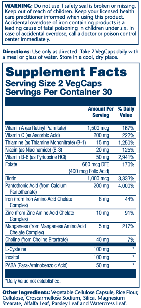 Solaray Hair Nutrients 60 Caps