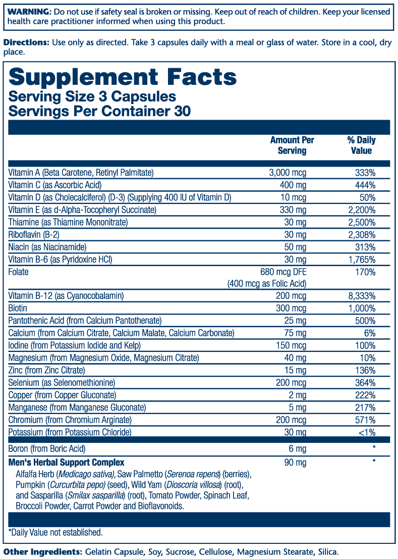 Solaray Men's Golden Multivitamin 90 Caps