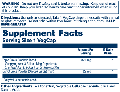 Solaray Acidophilus 3 Strain Probiotic & Prebiotic Carrot Juice 30 Caps