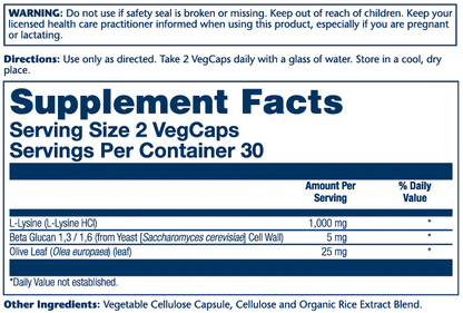 Solaray L-Lysine with Beta Glucan 1000mg 60 Caps