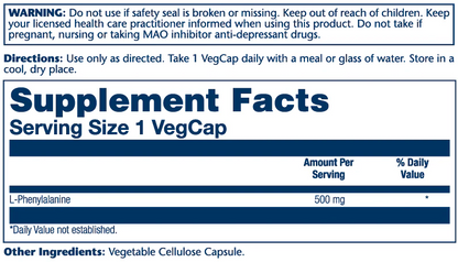 Solaray L-Phenylalanine, Free Form 500mg 60 Caps