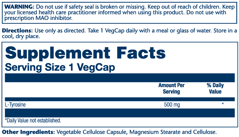 Solaray L-Tyrosine, Free Form 500mg 50 Caps