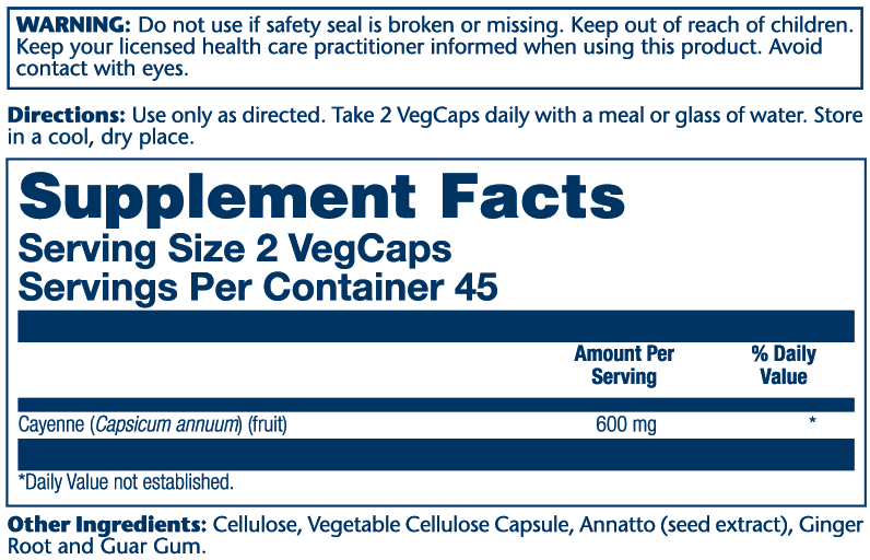 Solaray Extra Hot Cool Cayenne Pepper 100,000 Hu 90 Caps