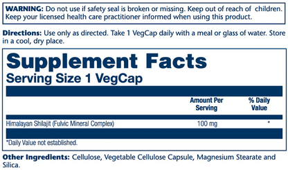 Solaray Fulvic Minerals 100mg 30 Caps