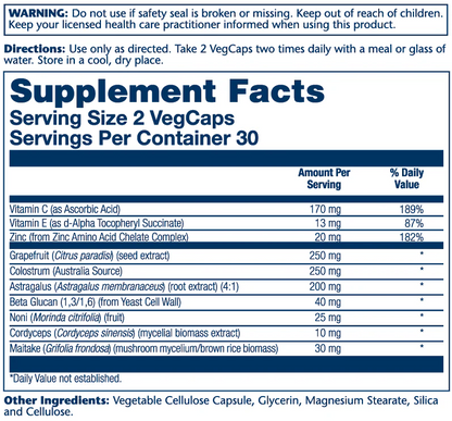 Solaray Grapefruit Seed Extract with Zinc, Betaglucan & Astragalus 60 Caps