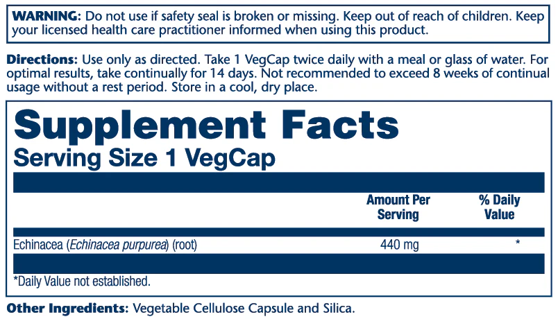 Solaray Echinacea Purpurea Root 440mg 100 Caps