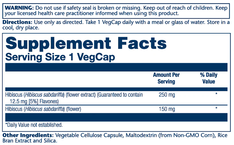 Solaray Hibiscus Flower Extract 250mg 60 Caps