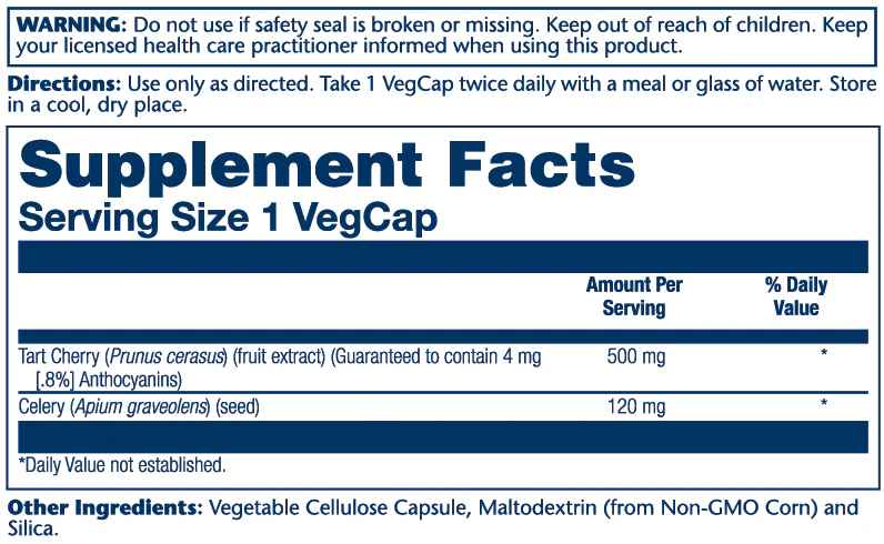 Solaray Tart Cherry & Celery Seed 620mg 60 Caps