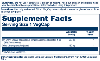 Solaray Tart Cherry & Celery Seed 620mg 60 Caps