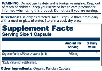 Solaray Organic Garlic Bulb 560mg 100 Caps