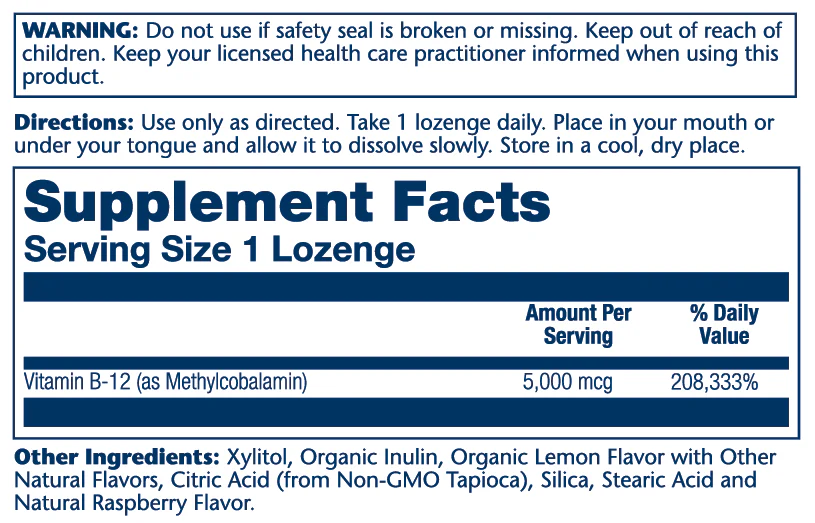 Solaray Methyl B-12 - Lemon-Raspberry 60 Lozenges