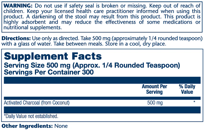 Solaray Activated Charcoal 500mg 150g