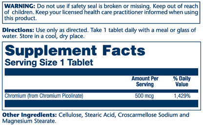 Solaray Chromium Picolinate 500mcg 60 Tabs