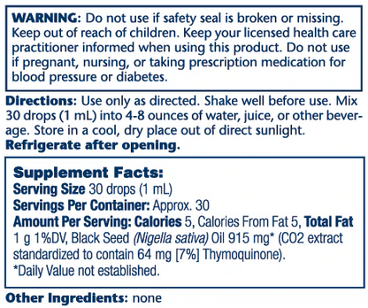 Solaray Cold Pressed Black Seed 7% Thymoquinone 30 Ml