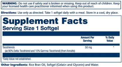 Solaray Vit E Tocotrienols, Annatto 50mg 60 Softgels