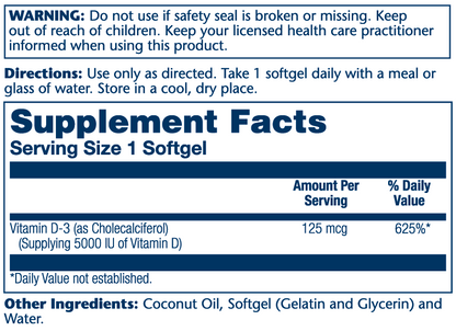 Solaray Super Bio Vitamin D-3 - 125mcg 120 Softgels