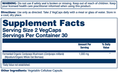 Solaray Org Grown Fermented Cordycep 1000mg 60 Caps